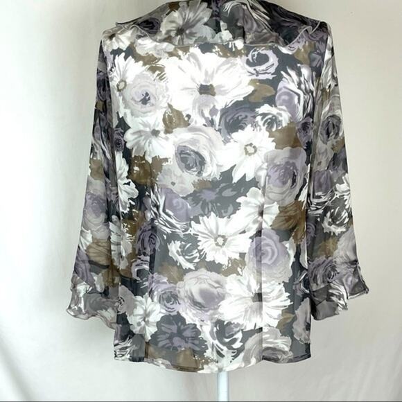 Nicola Sheer Black Gray White Floral Ruffled Party Event Jacket NWOT Size S - Picture 6 of 11